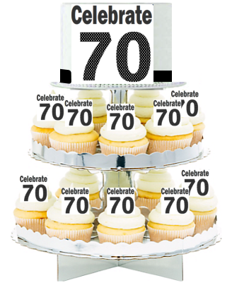 Celebrate 70  Edible Photo  & Edible Cupcake Decoration Toppers