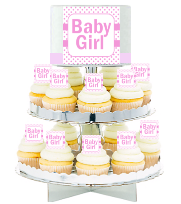 Baby Girl Clothesline  Edible Photo  & Edible Cupcake Decoration Toppers