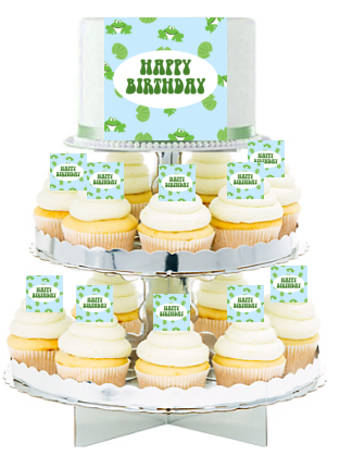 Happy Birthday Froggie  Edible Photo  & Edible Cupcake Decoration Toppers