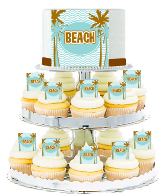 Beach  Edible Photo  & Edible Cupcake Decoration Toppers
