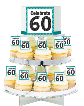 Celebrate 60  Edible Photo  & Edible Cupcake Decoration Toppers