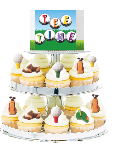 Golf Cascading Cupcake Edible Sugars with Photo Image and Ribbon