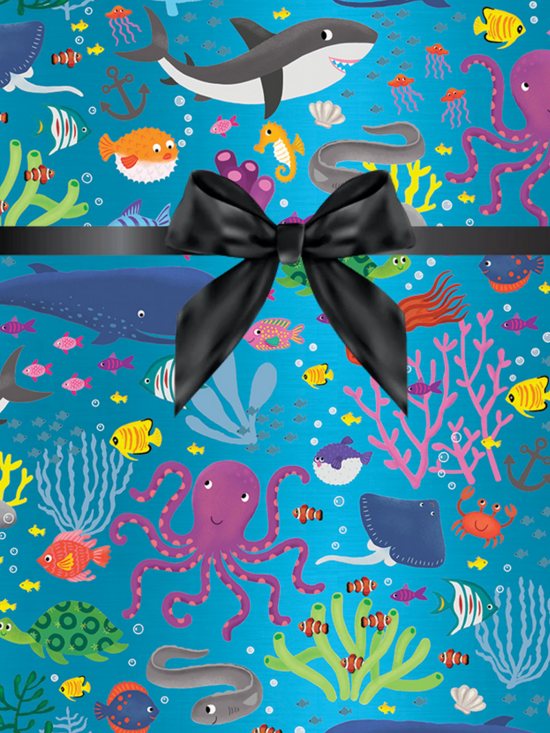Under the Sea Sharks Ocean Gift Wrap Wrapping Paper 15ft Roll