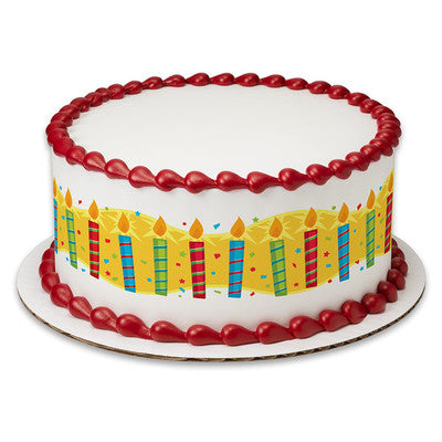 Happy Birthday Candles Birthday Peel  & STick Edible Cake Topper Decoration for Cake Borders