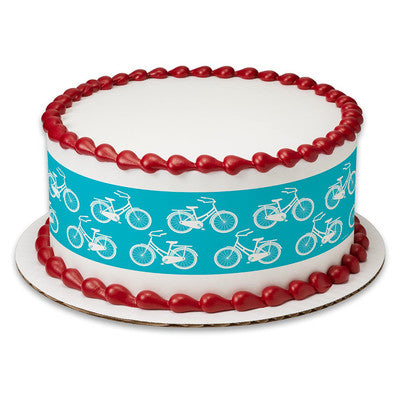 Bicycles Birthday Peel  & STick Edible Cake Topper Decoration for Cake Borders