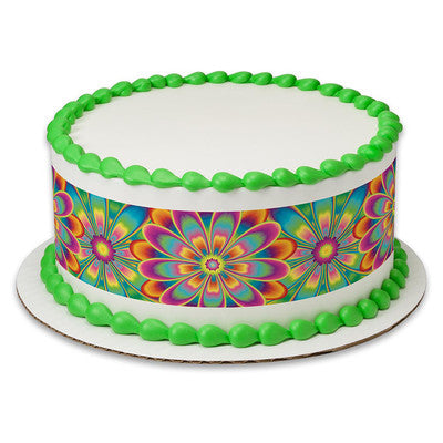 Kaleidoscope Birthday Peel  & STick Edible Cake Topper Decoration for Cake Borders