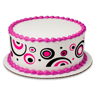 Mod Dots Birthday Peel  & STick Edible Cake Topper Decoration for Cake Borders