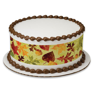 Modern Fall Leaves Birthday Peel  & STick Edible Cake Topper Decoration for Cake Borders