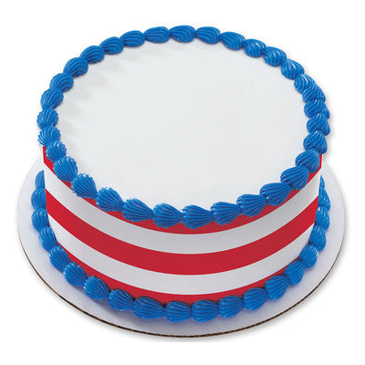 Nautical Red Stripes Birthday Peel  & STick Edible Cake Topper Decoration for Cake Borders