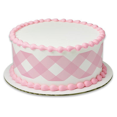 Pinl Chevron Birthday Peel  & STick Edible Cake Topper Decoration for Cake Borders