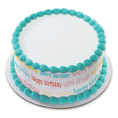 Happy Birthday Script Peel & Stick Edible Cake Topper Decoration for Cake Borders