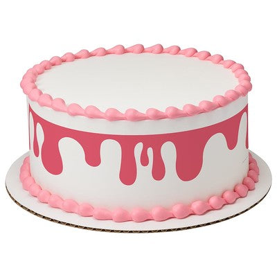 Pink Paint Drip Birthday Peel  & STick Edible Cake Topper Decoration for Cake Borders
