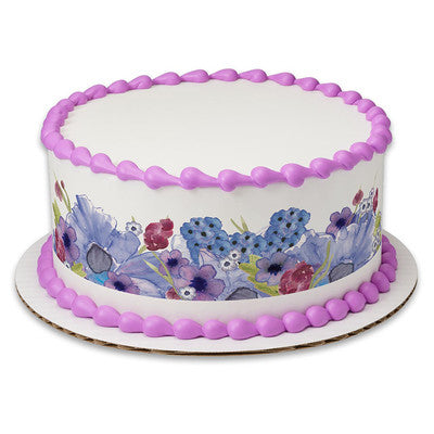 Watercolor Floral Birthday Peel  & STick Edible Cake Topper Decoration for Cake Borders
