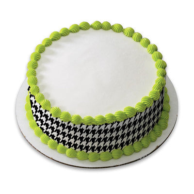 Black Houndstouth Birthday Peel  & STick Edible Cake Topper Decoration for Cake Borders