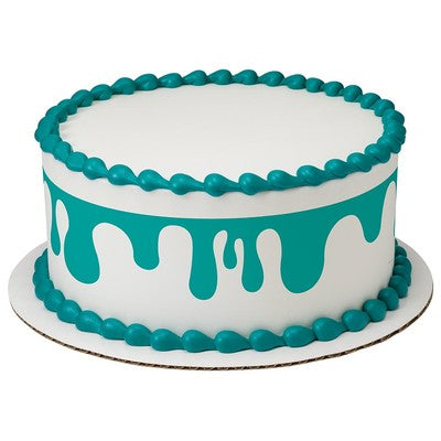 Blue Drip Paint Birthday Peel  & STick Edible Cake Topper Decoration for Cake Borders