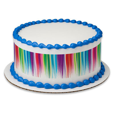 Brush Stroke Paint Colorful Birthday Peel  & STick Edible Cake Topper Decoration for Cake Borders