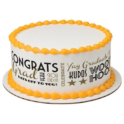 Contemporary Congrats Kudos Woo Hoo Birthday Peel  & STick Edible Cake Topper Decoration for Cake Borders