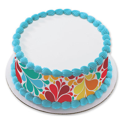 Color Bursts Birthday Peel  & STick Edible Cake Topper Decoration for Cake Borders