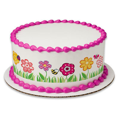 Cutie Pie Garden Birthday Peel  & STick Edible Cake Topper Decoration for Cake Borders