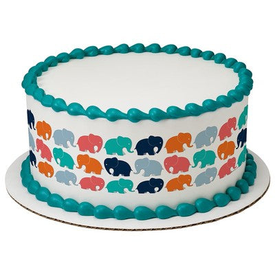 Elephants Animals Birthday Peel  & STick Edible Cake Topper Decoration for Cake Borders
