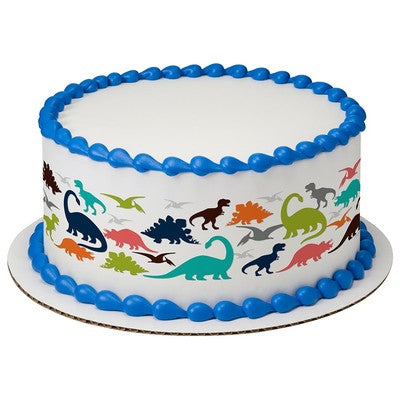 Dinasours Small Birthday Peel  & STick Edible Cake Topper Decoration for Cake Borders