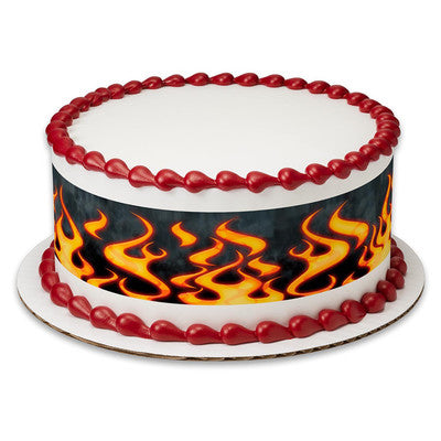 Flames Fire Hot Birthday Peel  & STick Edible Cake Topper Decoration for Cake Borders