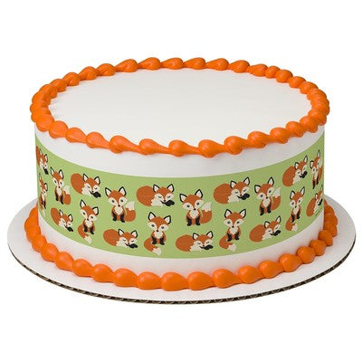 Animal Fox Birthday Peel  & STick Edible Cake Topper Decoration for Cake Borders
