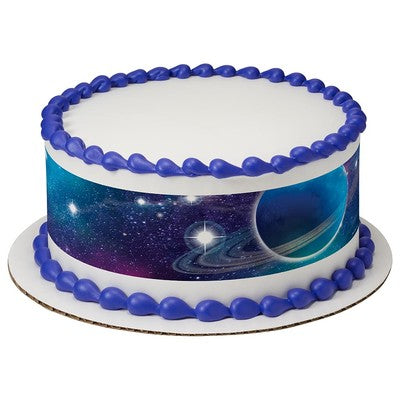 Galaxy Stars Outerspace Birthday Peel  & STick Edible Cake Topper Decoration for Cake Borders
