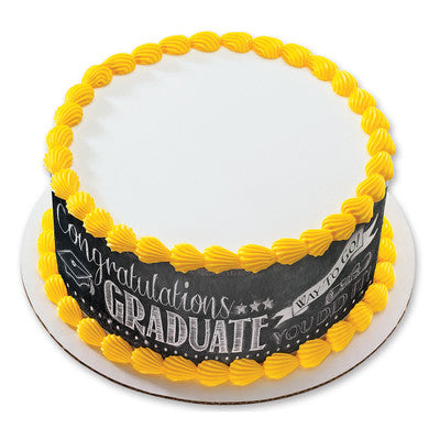 Grad Chalkboard Graduation Birthday Peel  & STick Edible Cake Topper Decoration for Cake Borders
