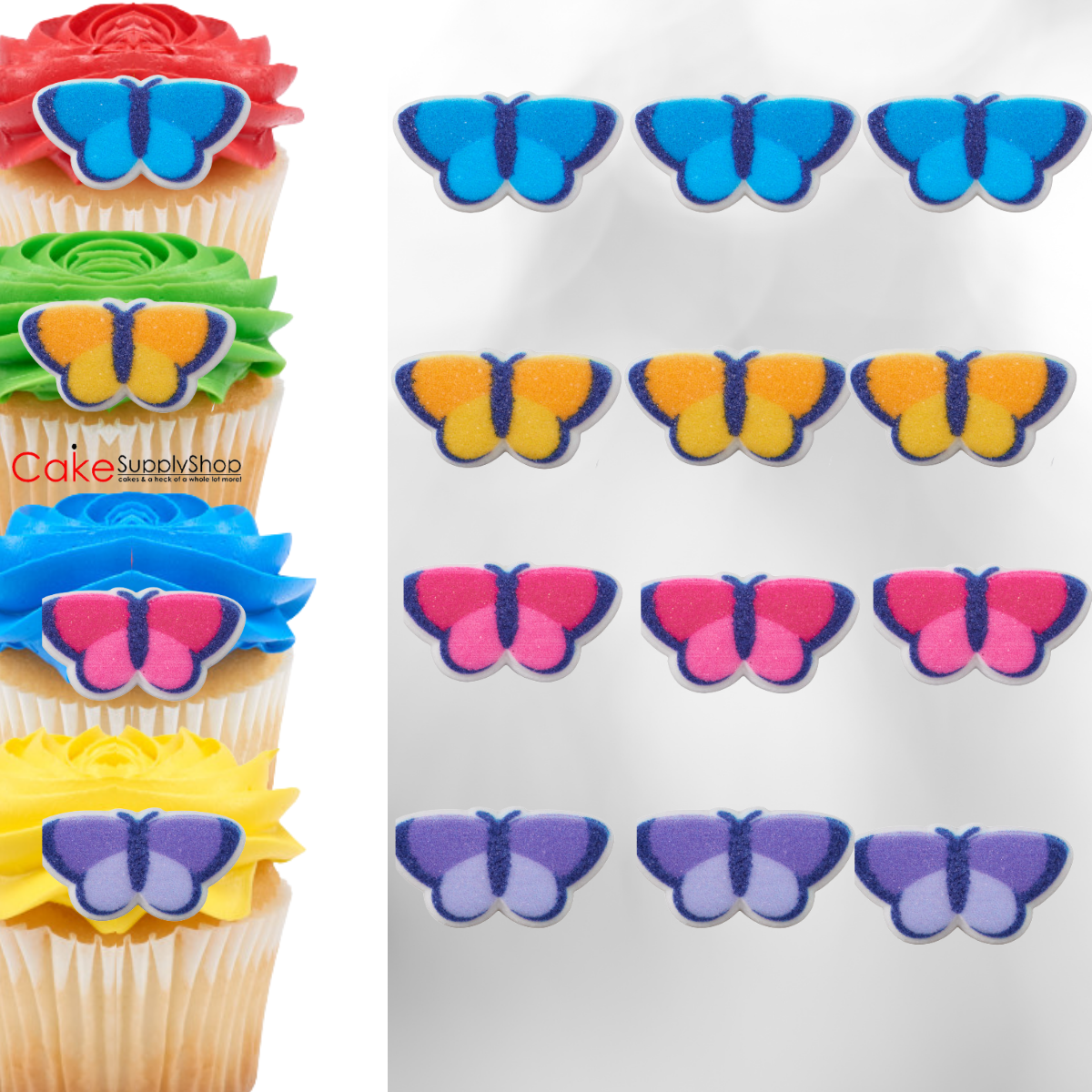 Pastel Cute Butterfly Edible Dessert Toppers Cake Cupcake Sugar Icing