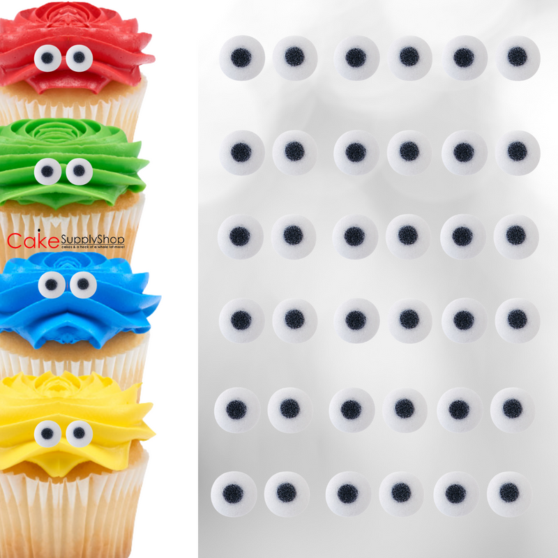 Small Eyes Edible Cake Cupcake Sugar Decorations -50ct