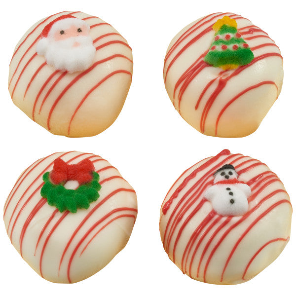 Christmas Charms Santa Snowman Tree Wreath Edible Dessert Toppers Cake Cupcake Sugar Icing Decorations -12ct