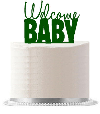 Welcome Baby Green Birthday Party Elegant Cake Decoration Topper