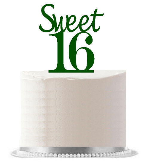 Sweet 16 Green Birthday Party Elegant Cake Decoration Topper