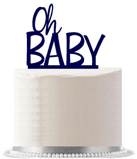Oh Baby Navy Birthday - Baby Shower Party Elegant Cake Decoration Topper