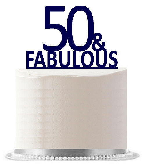 50 & Fabulous Navy Birthday Party Elegant Cake Decoration Topper