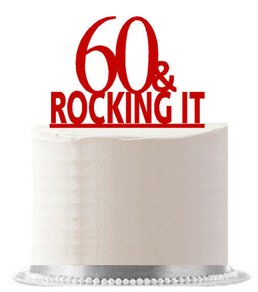 60 & Rocking It Red Birthday Party Elegant Cake Decoration Topper