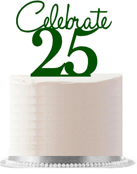 Celebrate 25 Green Birthday Party Elegant Cake Decoration Topper