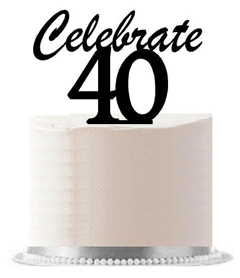 Celerbate 40 Black Birthday Party Elegant Cake Decoration Topper
