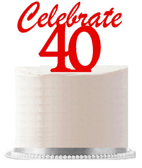 Celerbate 40 REd Birthday Party Elegant Cake Decoration Topper