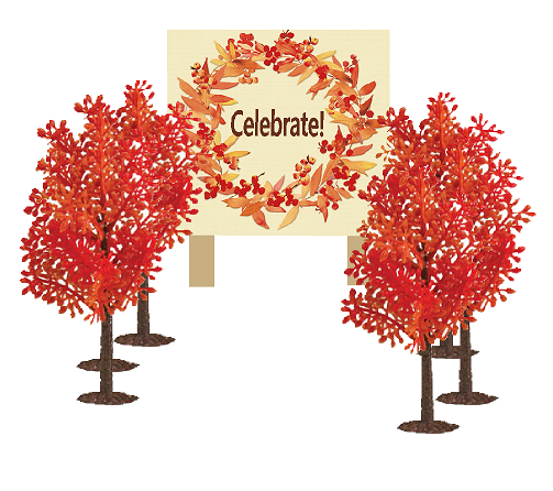 6 Fall Trees  Cake - Food - Cupcake Decoration Plant Tree Topper Picks with Decorative Plaque