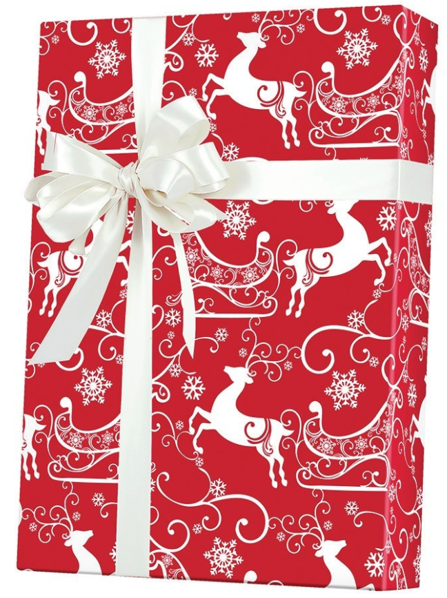 Reindeer Sleigh Elegant Specialty Gift Wrap Wrappiing Paper 24 x 15ft