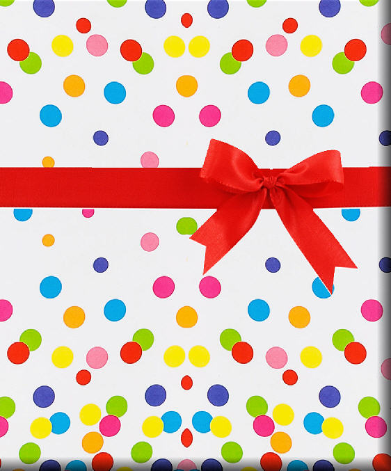 Rainbow Confetti Polka Dots  Gift Wrapping Paper 15ft