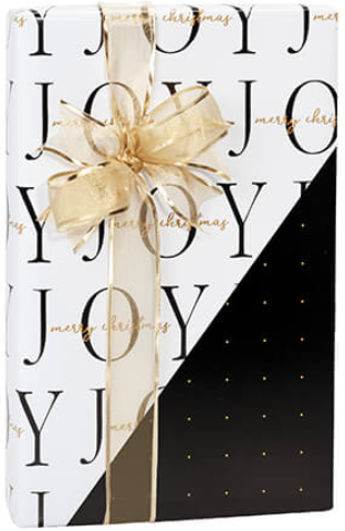 Reversible Gift Wrapping Paper, Black and Gold Foil (30 In x 16 Ft