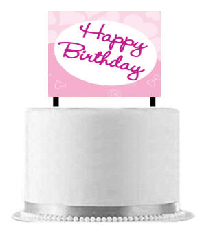 Happy Birthday Pink Cake Decoration Banner