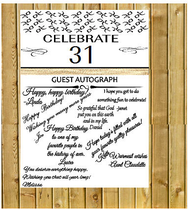 31st Birthday - Anniversary Novelty Burlap Guest Autograph Sign-In Wall Poster