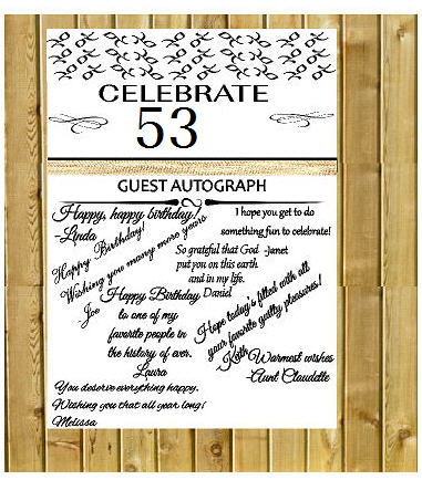 53rd Birthday - Anniversary Novelty Burlap Guest Autograph Sign-In Wall Poster