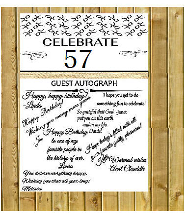 57th Birthday - Anniversary Novelty Burlap Guest Autograph Sign-In Wall Poster