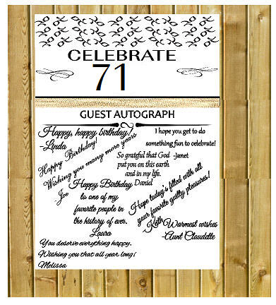 71st Birthday - Anniversary Novelty Burlap Guest Autograph Sign-In Wall Poster