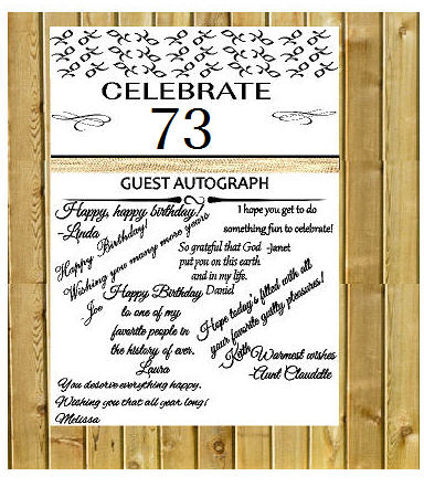 73rd Birthday - Anniversary Novelty Burlap Guest Autograph Sign-In Wall Poster